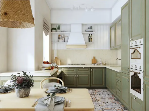 Зеленые кухни: 130 самых вдохновляющих примеров дизайна. Какие обои подойдут для кухни с зеленым гарнитуром. 6